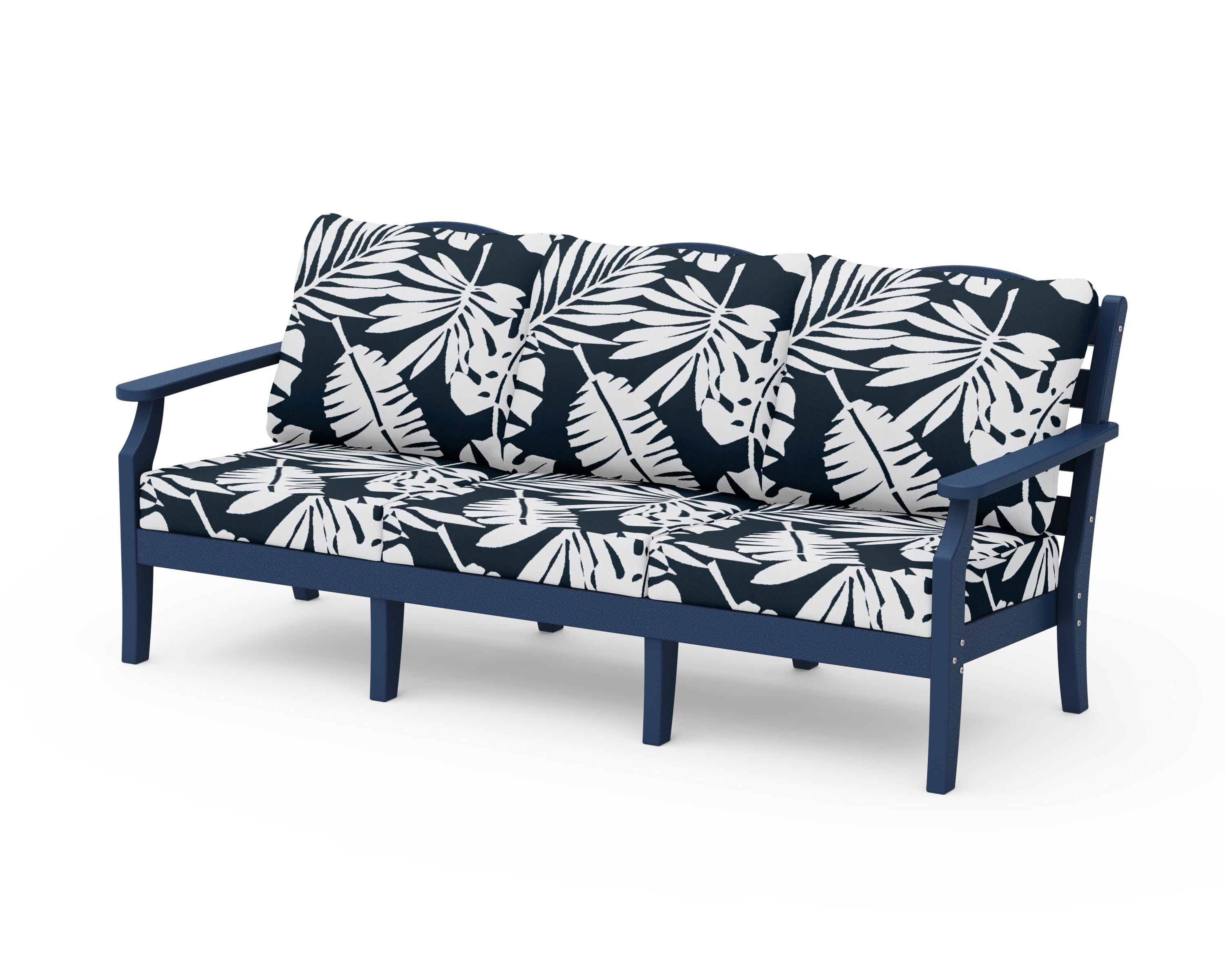 Draper James™ by  POLYWOOD® Savannah Deep Seating Sofa in Navy / Leaf Marine Indigo