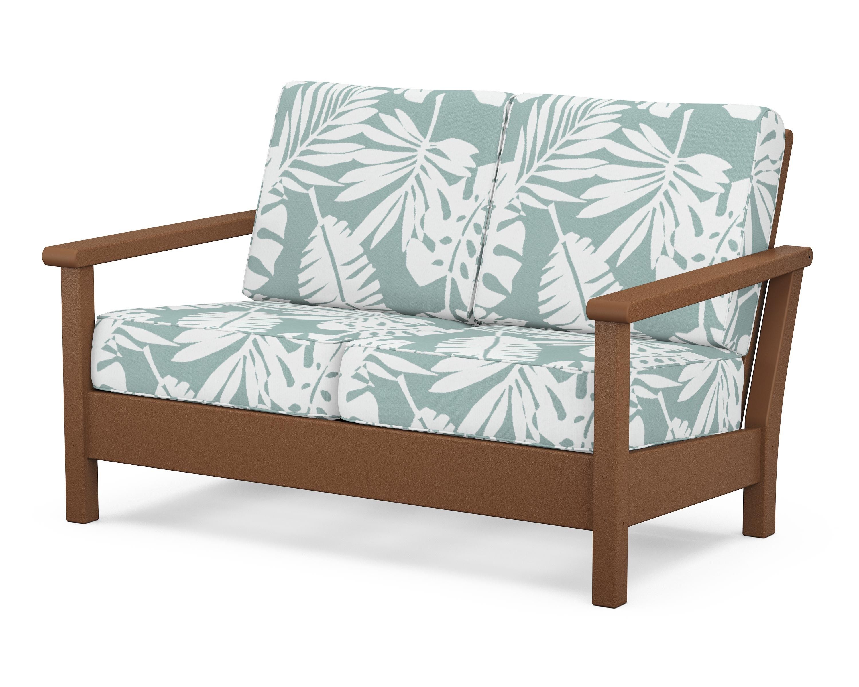 POLYWOOD® Harbour Deep Seating Loveseat in Teak / Leaf Glacier Spa