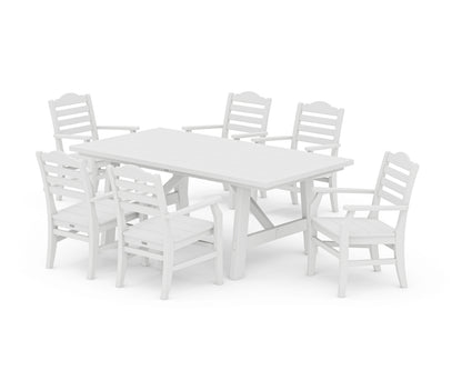 POLYWOOD® Savannah Arm Chair 7-Piece Rustic Farmhouse Dining Set in White
