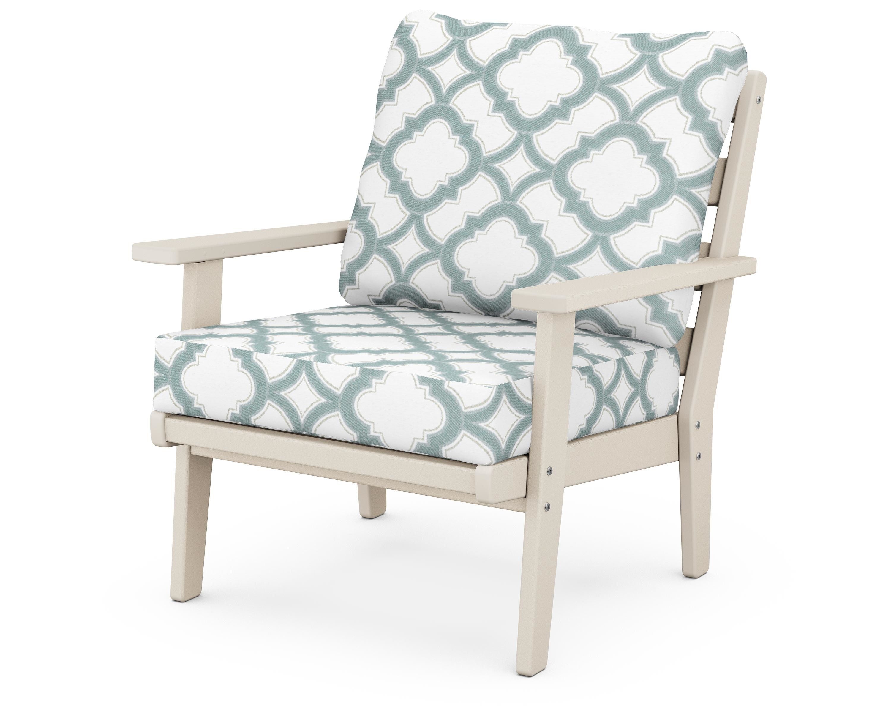 POLYWOOD® Grant Park Deep Seating Chair in Sand / Trellis Glacier Spa
