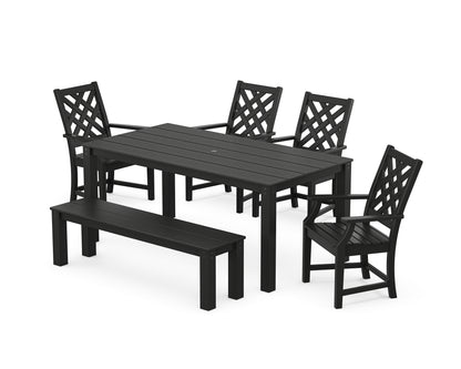 Country Living Wovendale 6-Piece Parsons Dining Set with Bench in Black