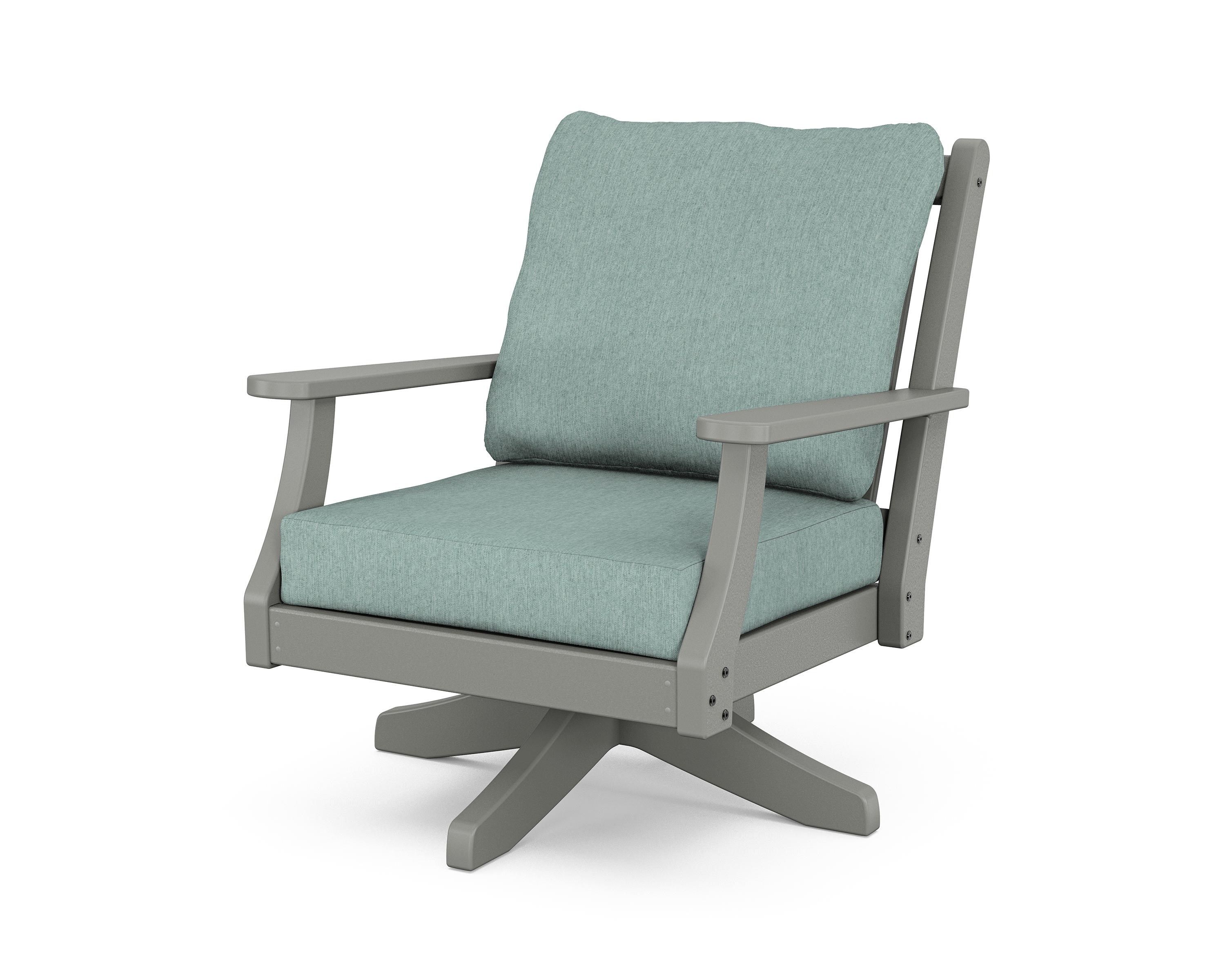 Country Living Wovendale Deep Seating Swivel Chair in Slate Grey / Glacier Spa