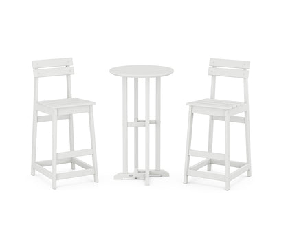 POLYWOOD® Modern Studio Plaza Bar Chair 3-Piece Bistro Set in White