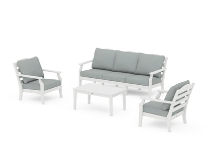 Draper James™ by  POLYWOOD® Savannah 4-Piece Deep Seating Set with Sofa in White / Spa