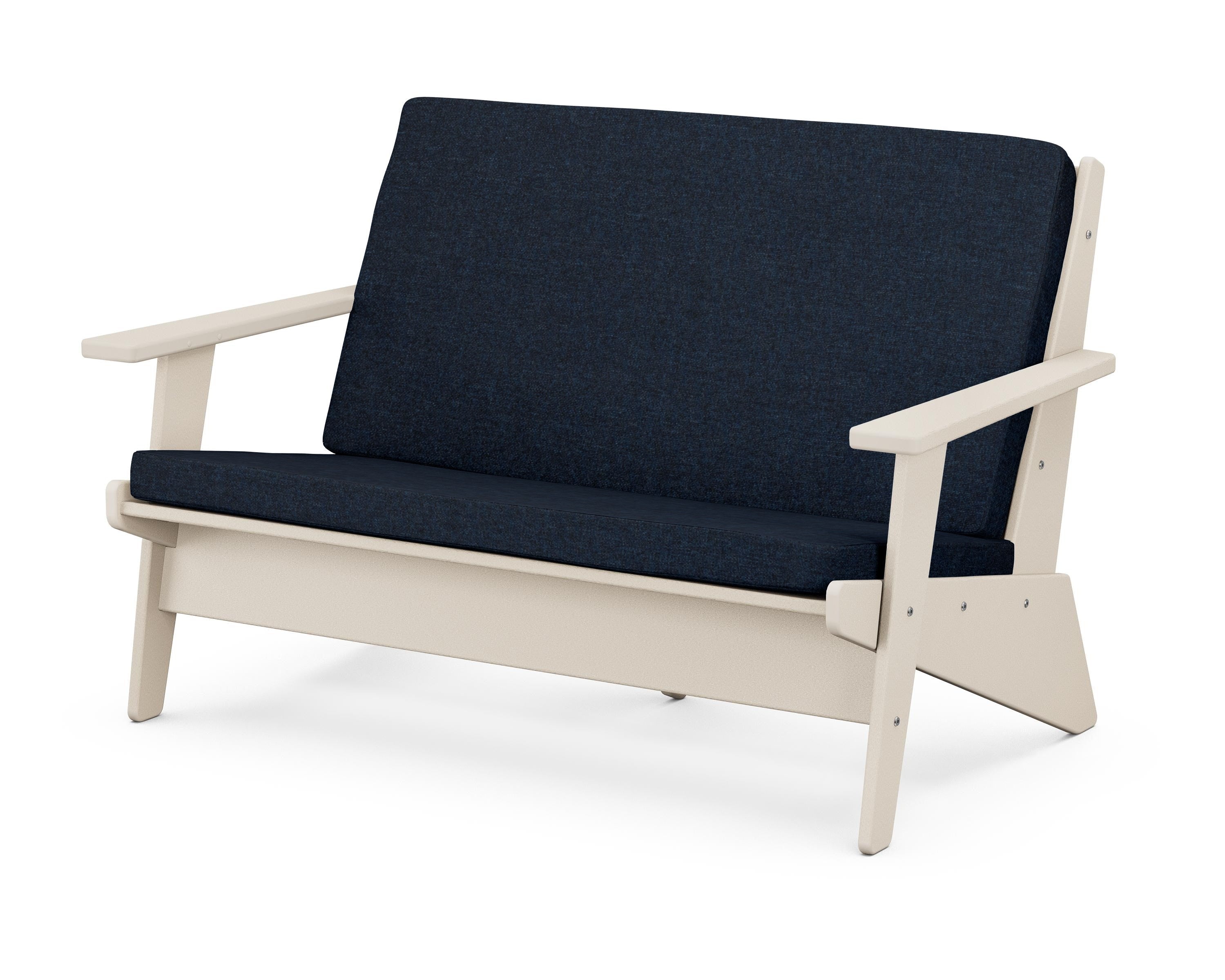 POLYWOOD® Riviera Modern Lounge Loveseat in Sand / Marine Indigo