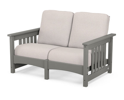 POLYWOOD® Club Mission Loveseat in Slate Grey / Dune Burlap