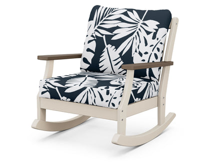 POLYWOOD® Braxton Deep Seating Rocking Chair in Sand / Kona / Leaf Marine Indigo