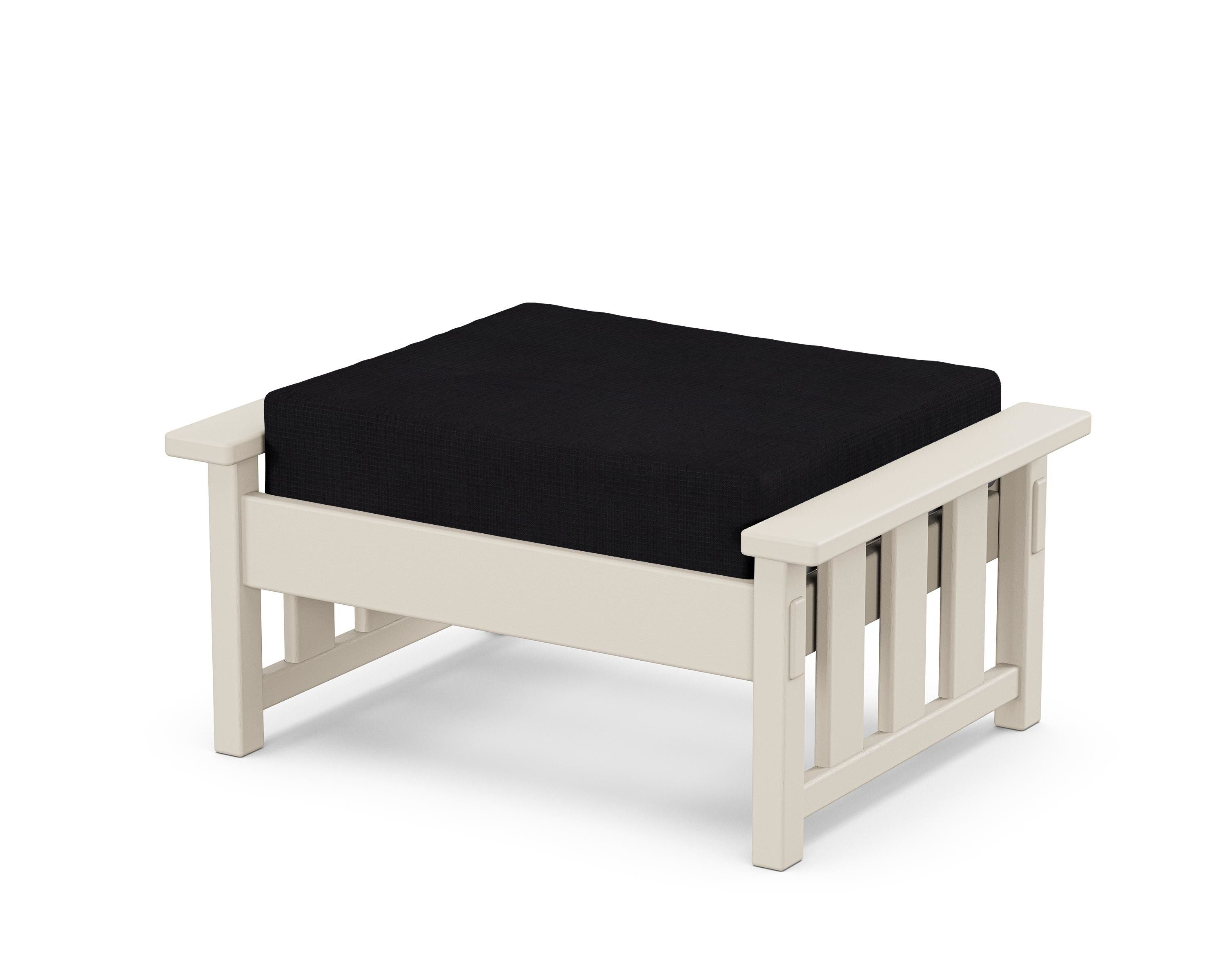 Martha Stewart by POLYWOOD® Acadia Deep Seating Ottoman in Sand / Midnight Linen