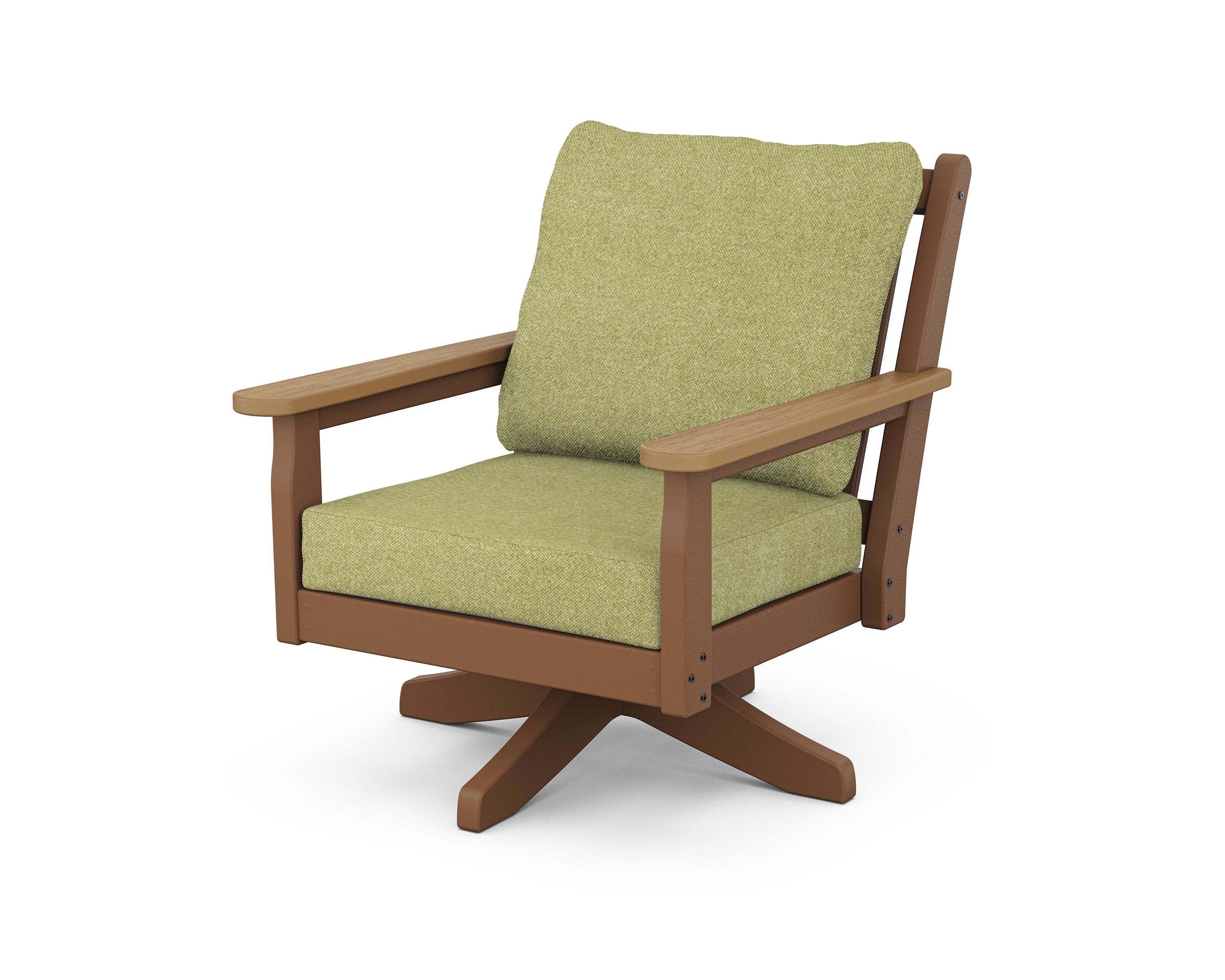 POLYWOOD® Chippendale Deep Seating Swivel Chair in Teak / Natural / Chartreuse Boucle