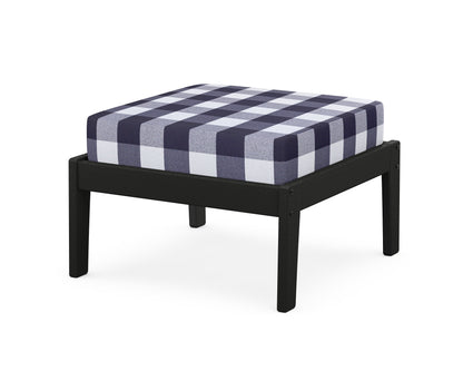 Unbranded Deep Seating Ottoman in Black / Buffalo Plaid Navy