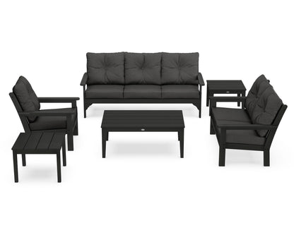 POLYWOOD® Vineyard 6-Piece Deep Seating Set in Black / Spectrum Carbon