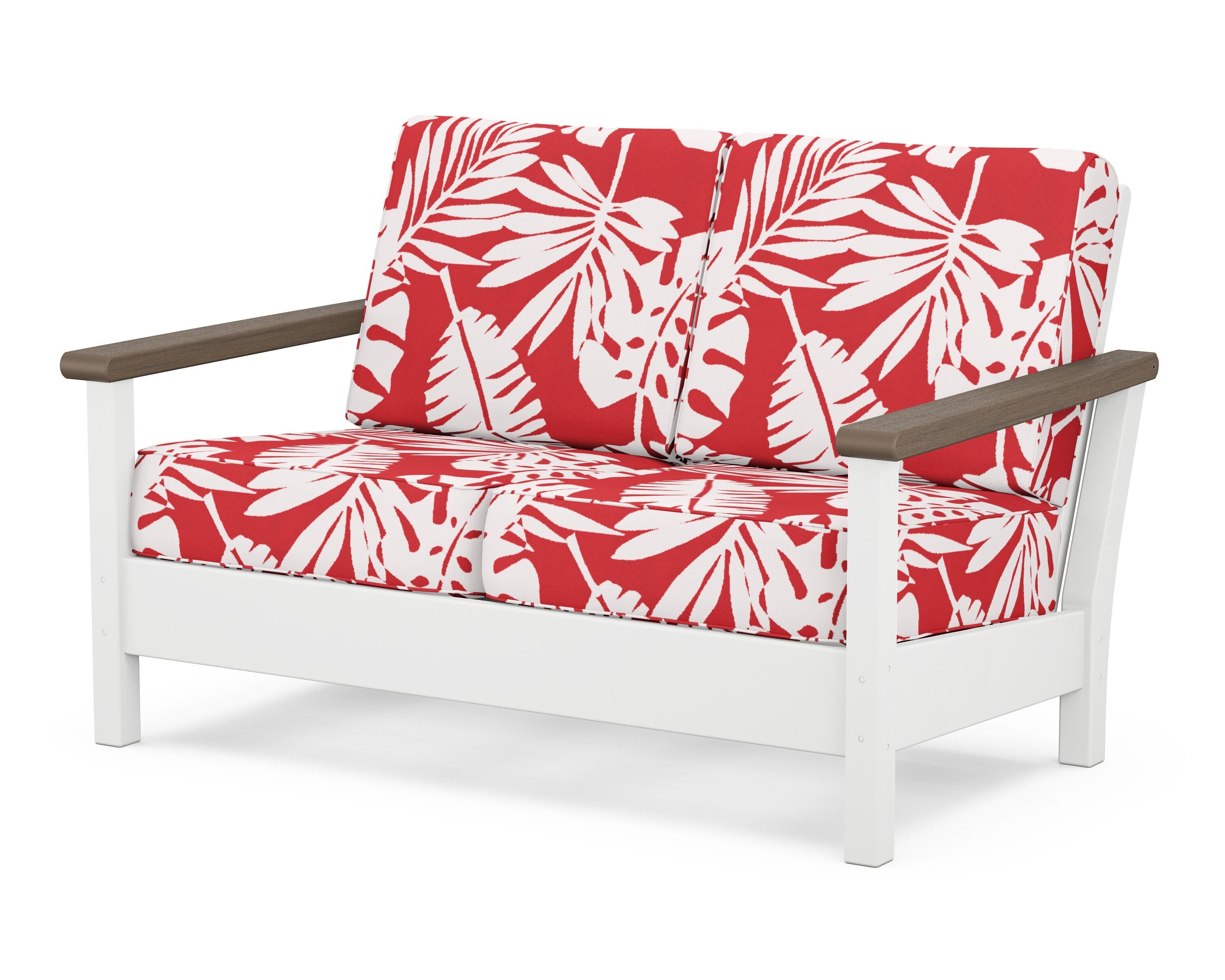 POLYWOOD® Harbour Deep Seating Loveseat in White / Kona / Leaf Crimson