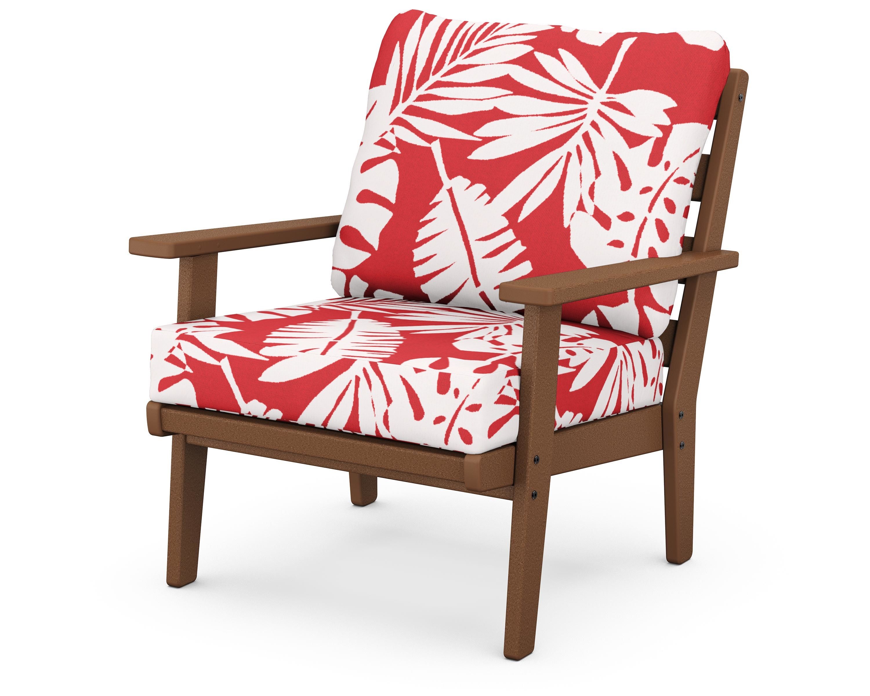 POLYWOOD® Grant Park Deep Seating Chair in Teak / Leaf Crimson