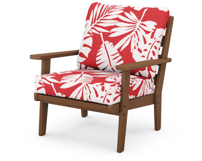 POLYWOOD® Grant Park Deep Seating Chair in Teak / Leaf Crimson