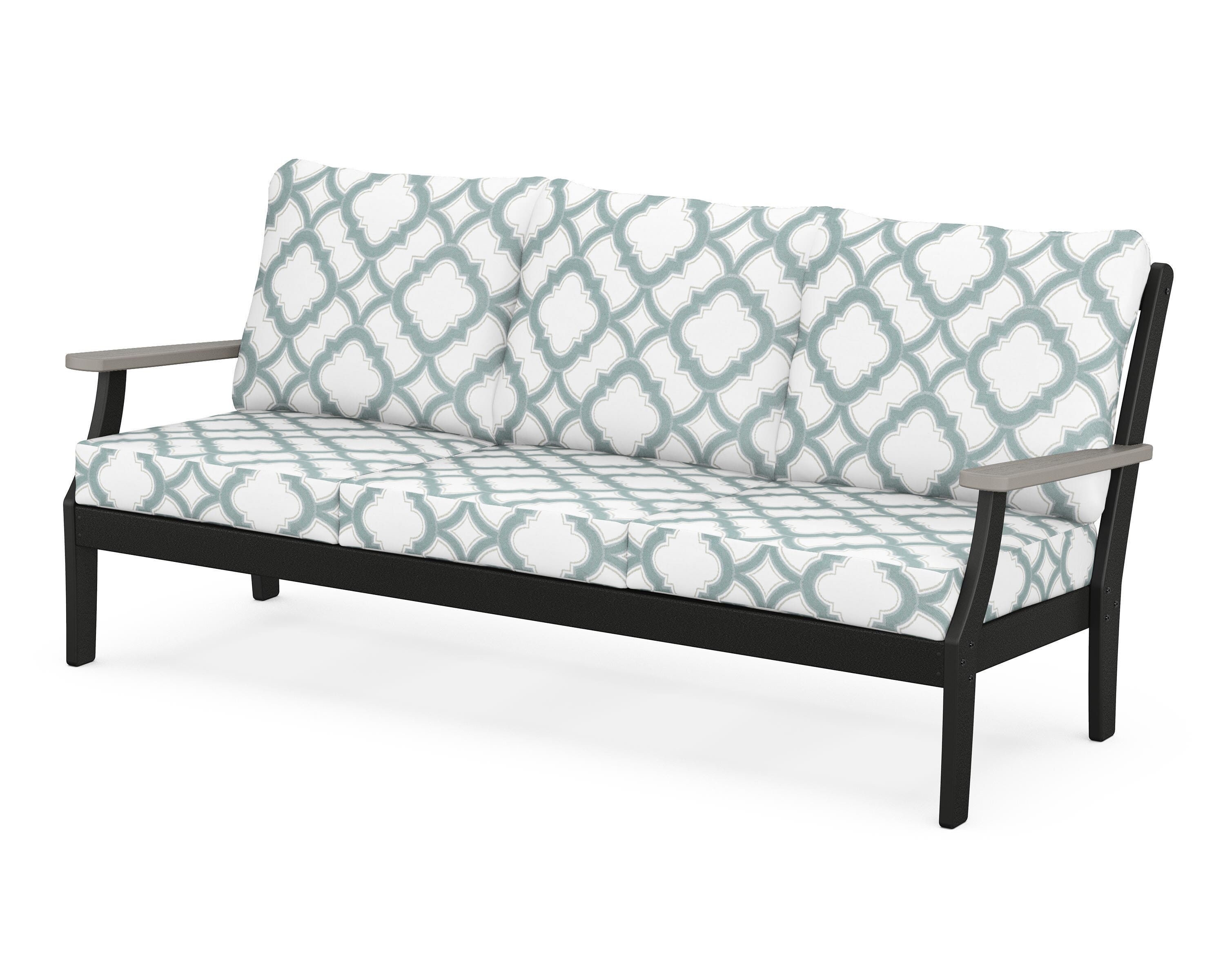 POLYWOOD® Braxton Deep Seating Sofa in Black / Driftwood / Trellis Glacier Spa