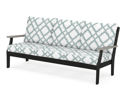 POLYWOOD® Braxton Deep Seating Sofa in Black / Driftwood / Trellis Glacier Spa