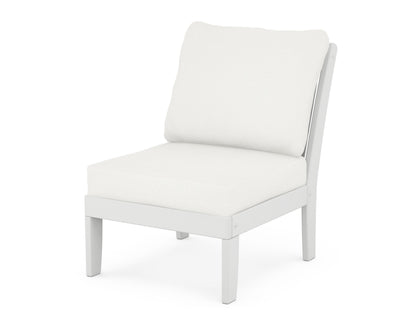 POLYWOOD® Braxton Modular Armless Chair in White / Natural Linen