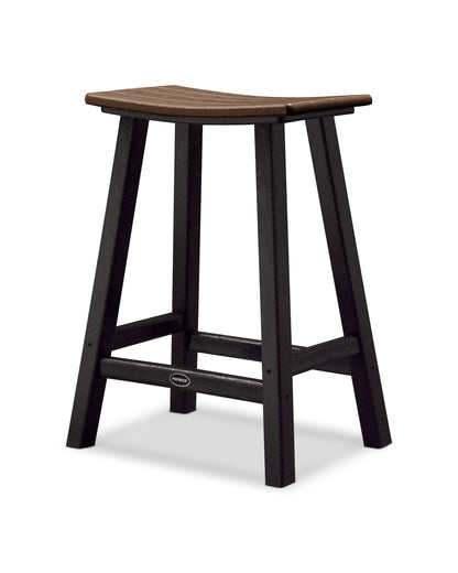 POLYWOOD® Contempo 24" Saddle Counter Stool in Black / Mahogany