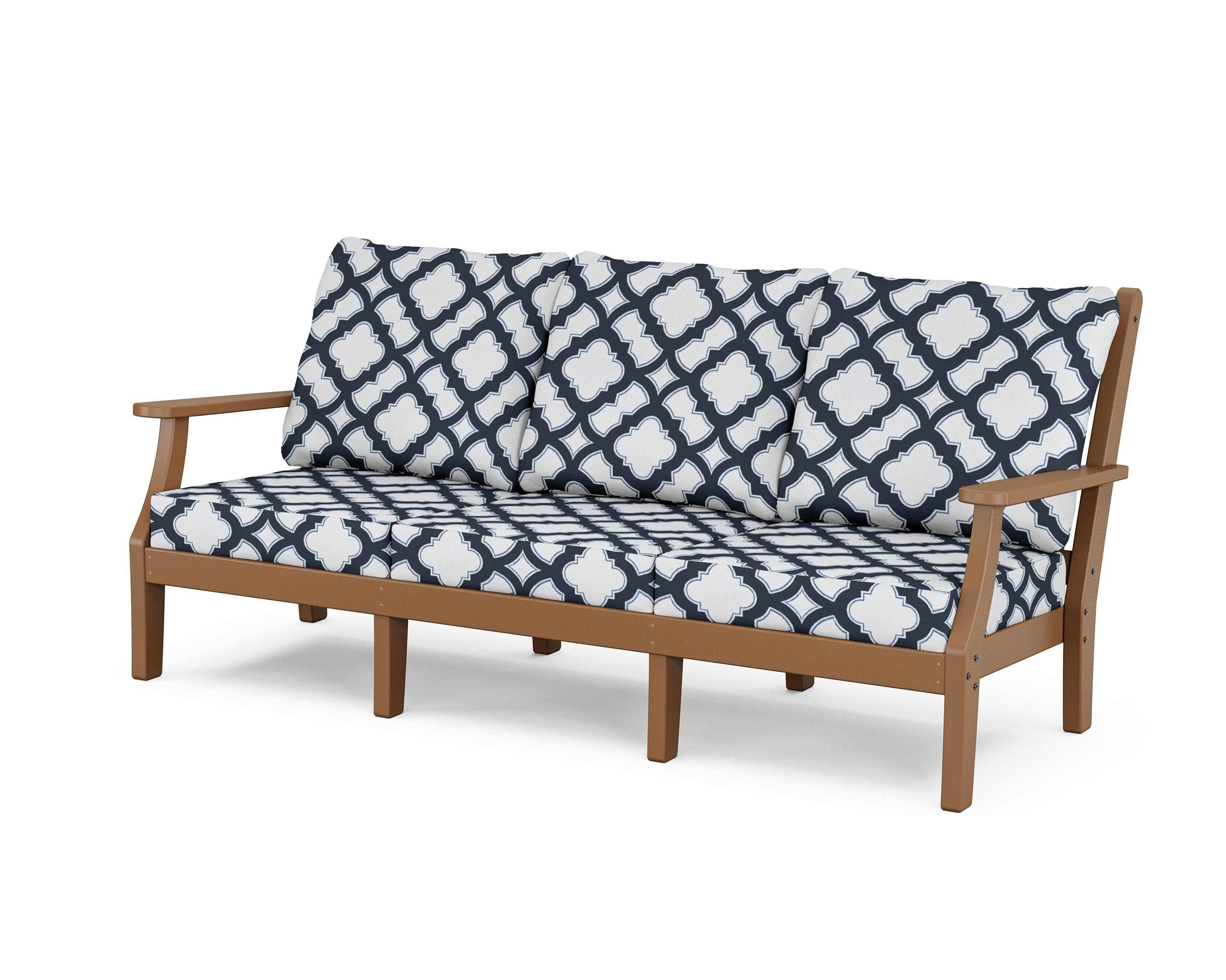 Country Living Wovendale Deep Seating Sofa in Teak / Trellis Marine Indigo