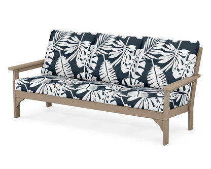 POLYWOOD® Vineyard Deep Seating Sofa in Vintage Sahara / Leaf Marine Indigo