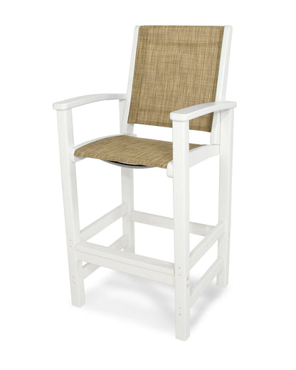 POLYWOOD® Coastal Bar Chair in White / Burlap Sling