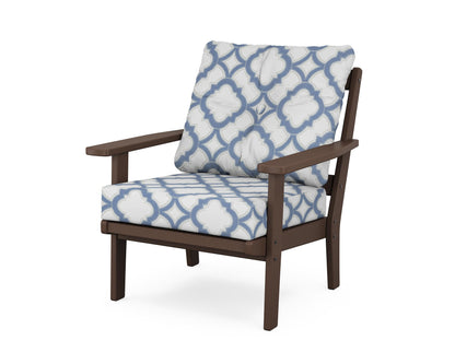 POLYWOOD® Prairie Deep Seating Chair in Mahogany / Trellis Sky Blue