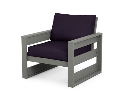 POLYWOOD® Westport Club Chair in Slate Grey / Navy Linen
