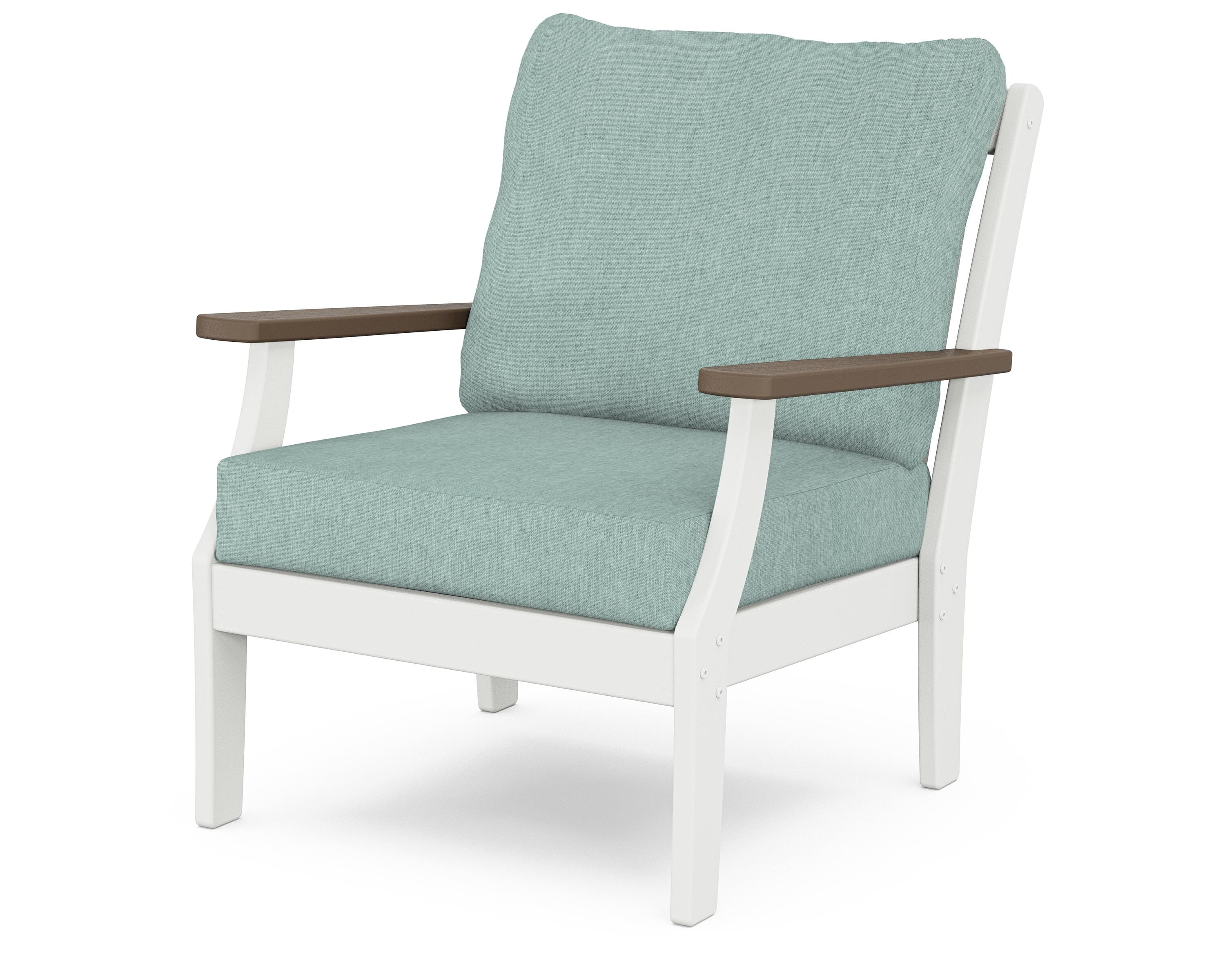 POLYWOOD® Braxton Deep Seating Chair in White / Kona / Glacier Spa