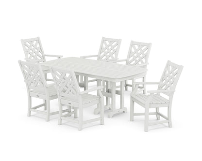 Country Living Wovendale Arm Chair 7-Piece Dining Set in White
