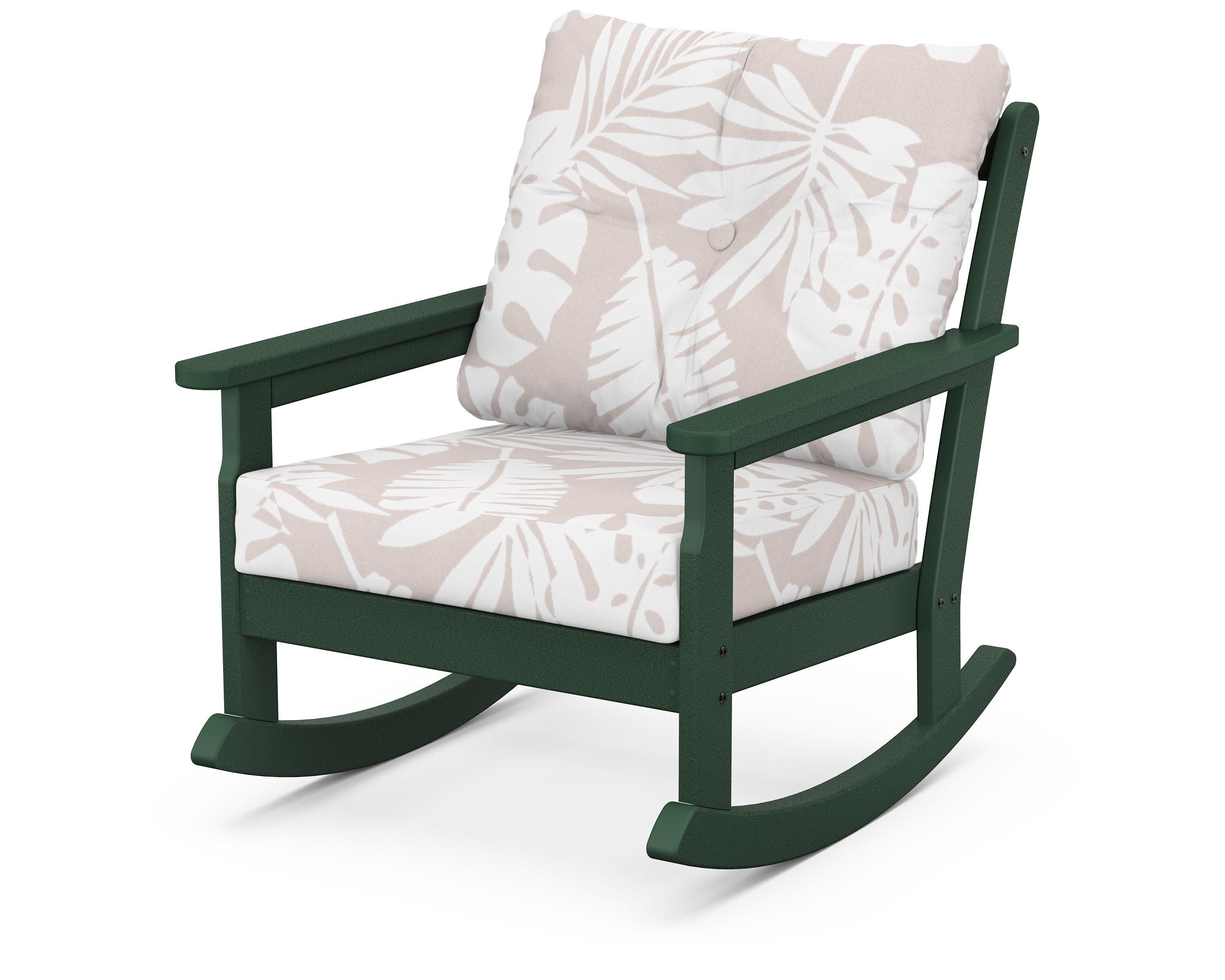 POLYWOOD® Vineyard Deep Seating Rocking Chair in Green / Leaf Dune Burlap