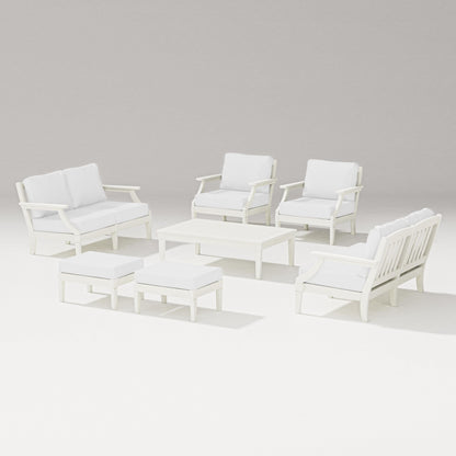 PW Designer Series Estate 7-Piece Lounge Loveseat Set in Vintage White / Natural
