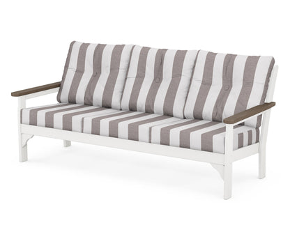 POLYWOOD® Vineyard Deep Seating Sofa in White / Kona / Cabana Stripe Grey Mist