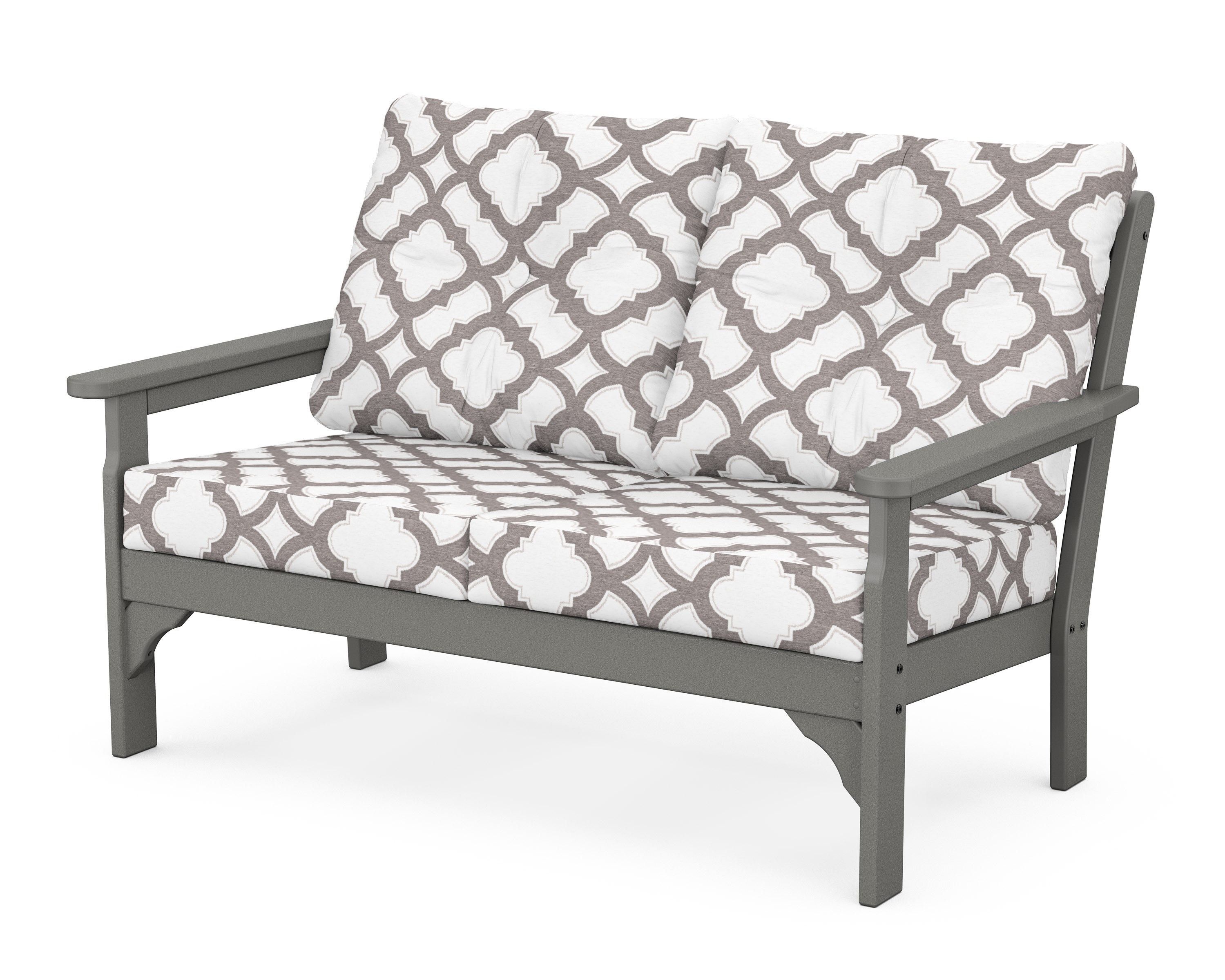 POLYWOOD® Vineyard Deep Seating Loveseat in Slate Grey / Trellis Grey Mist