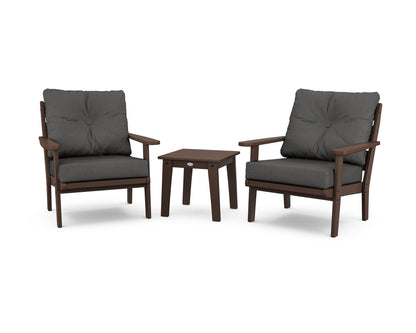 POLYWOOD® Lakeside 3-Piece Deep Seating Chair Set in Mahogany / Spectrum Carbon