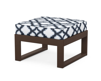 Unbranded Modular Ottoman - Modern in Mahogany / Trellis Marine Indigo