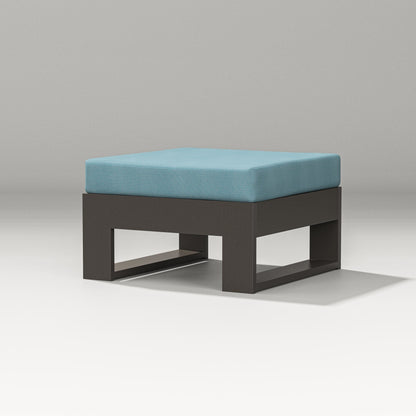 PW Designer Series Latitude Lounge Ottoman in Vintage Coffee / Lattice Sky Blue
