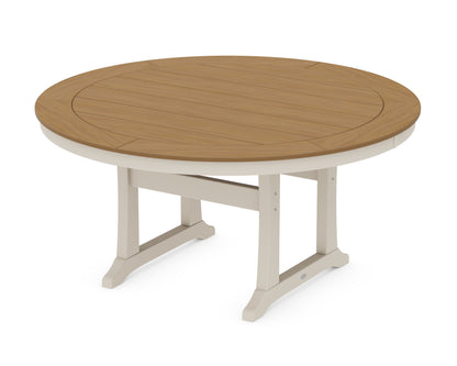 POLYWOOD® Nautical Trestle 60" Round Dining Table in Sand / Natural