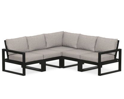 POLYWOOD® EDGE 5-Piece Modular Deep Seating Set in Black / Weathered Tweed