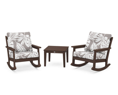 POLYWOOD® Vineyard 3-Piece Deep Seating Rocker Set in Mahogany / Leaf Grey Mist