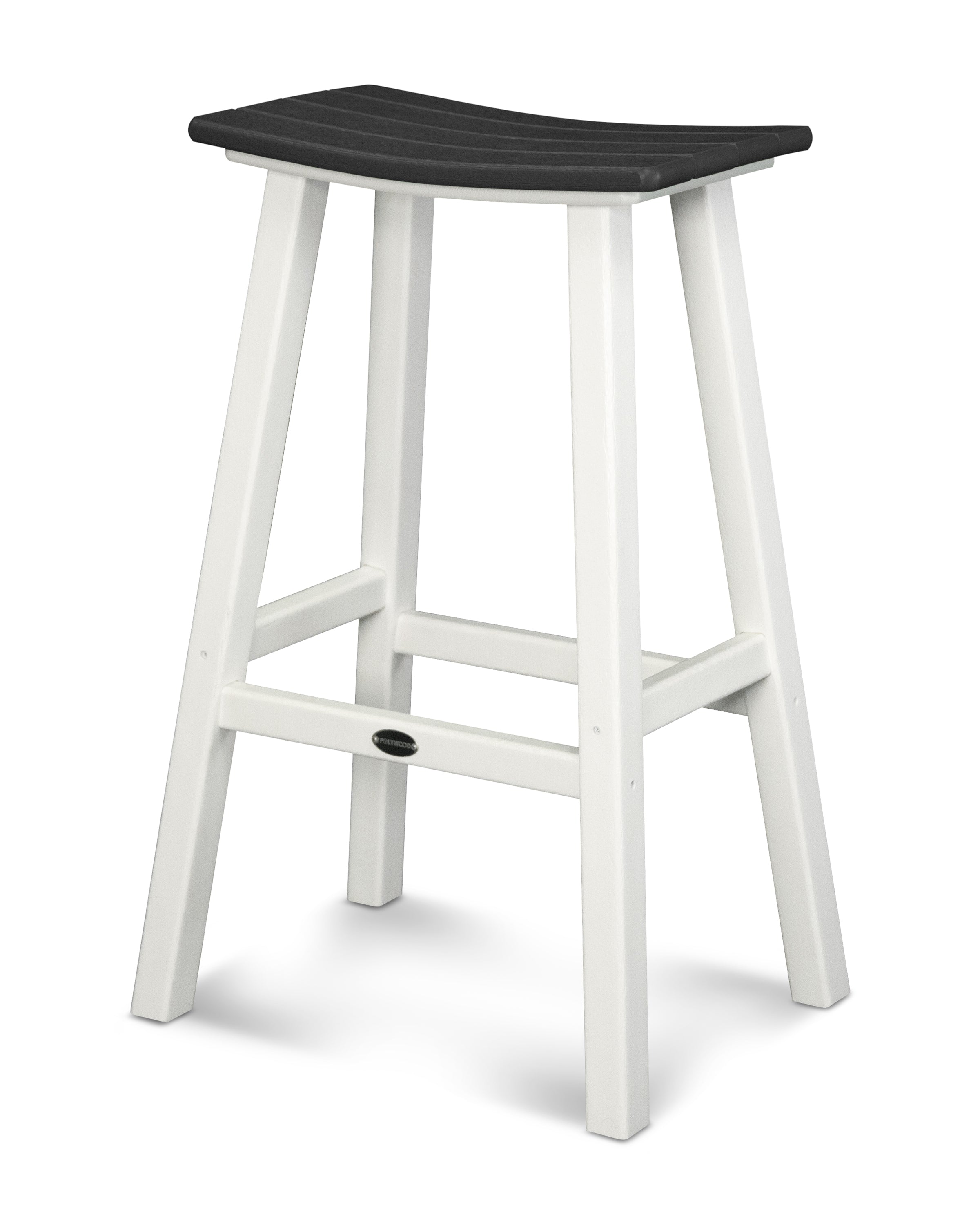 POLYWOOD® Contempo 30" Saddle Bar Stool in White / Black