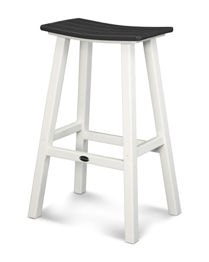 POLYWOOD® Contempo 30" Saddle Bar Stool in White / Black