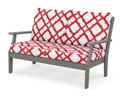 POLYWOOD® Braxton Deep Seating Loveseat in Slate Grey / Trellis Crimson