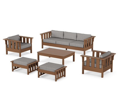 Martha Stewart by POLYWOOD® Acadia 6-Piece Lounge Sofa Set in Teak / Grey Mist