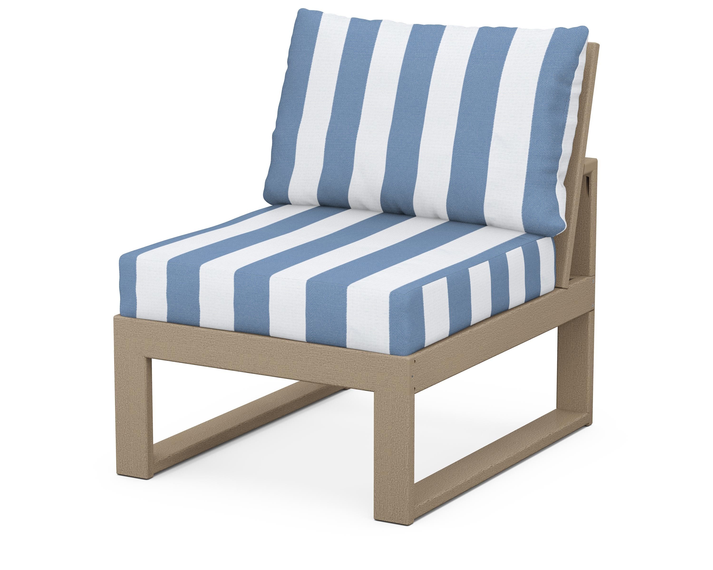 Unbranded Modular Armless Chair in Vintage Sahara / Cabana Stripe Sky Blue