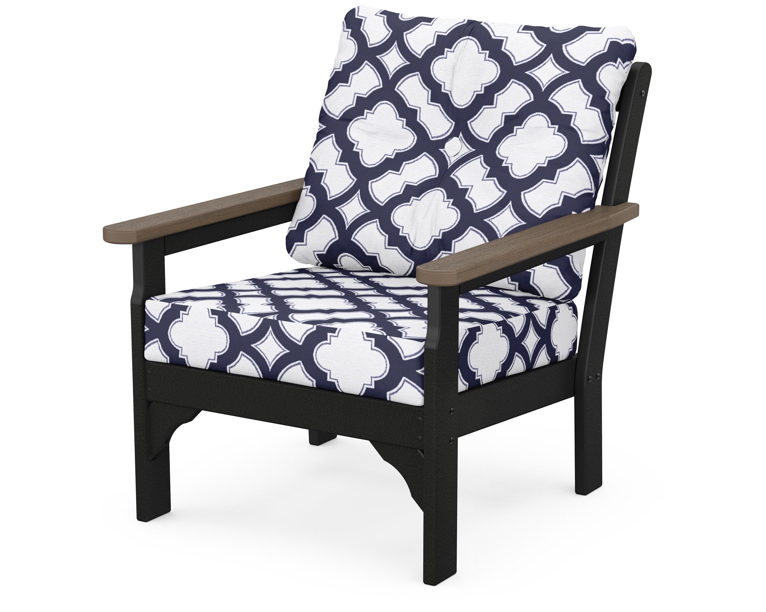 POLYWOOD® Vineyard Deep Seating Chair in White / Kona / Trellis Navy