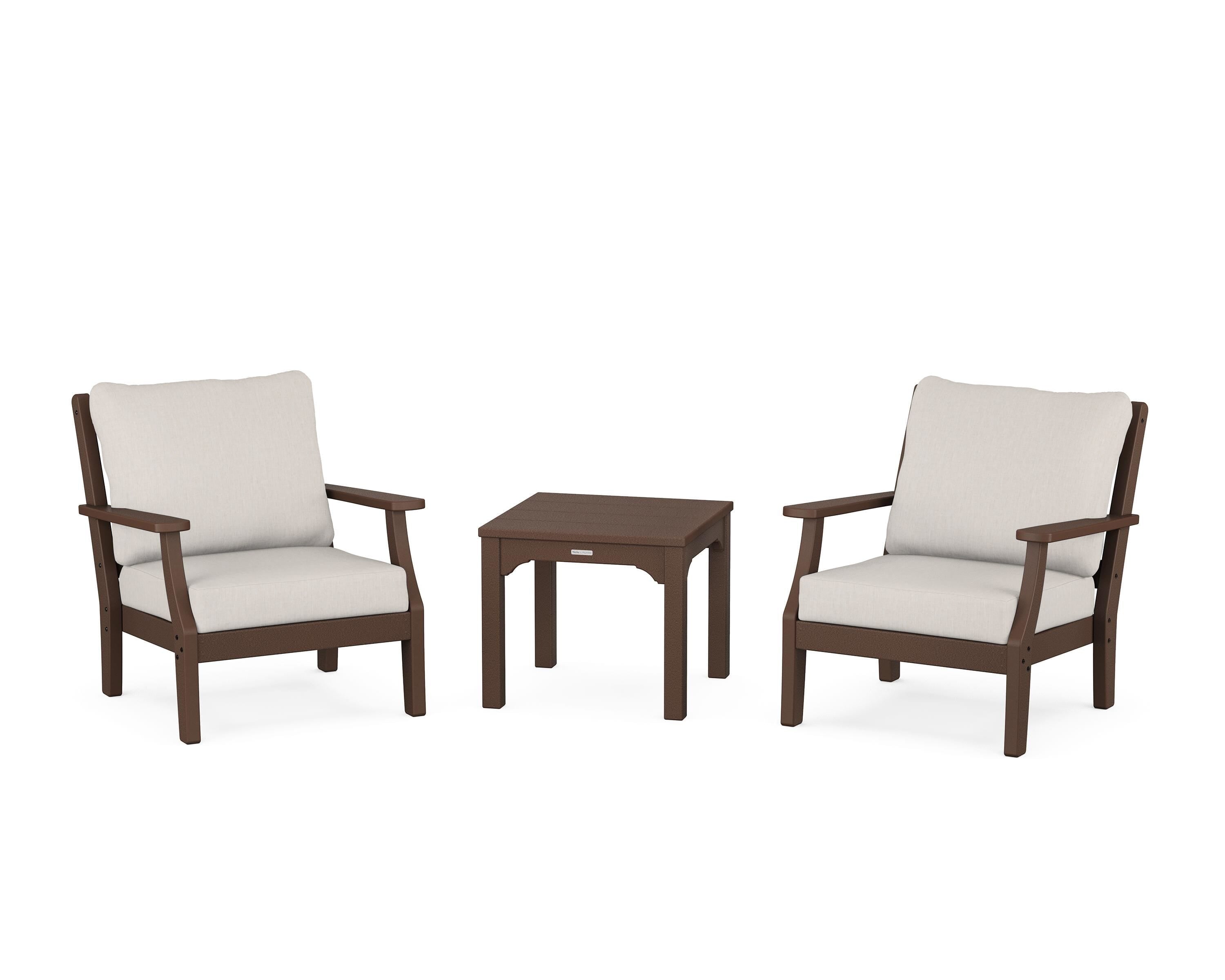 Martha Stewart by POLYWOOD® Chinoiserie 3-Piece Deep Seating Set in Mahogany / Cast Ash