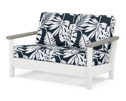 POLYWOOD® Harbour Deep Seating Loveseat in White / Driftwood / Leaf Marine Indigo