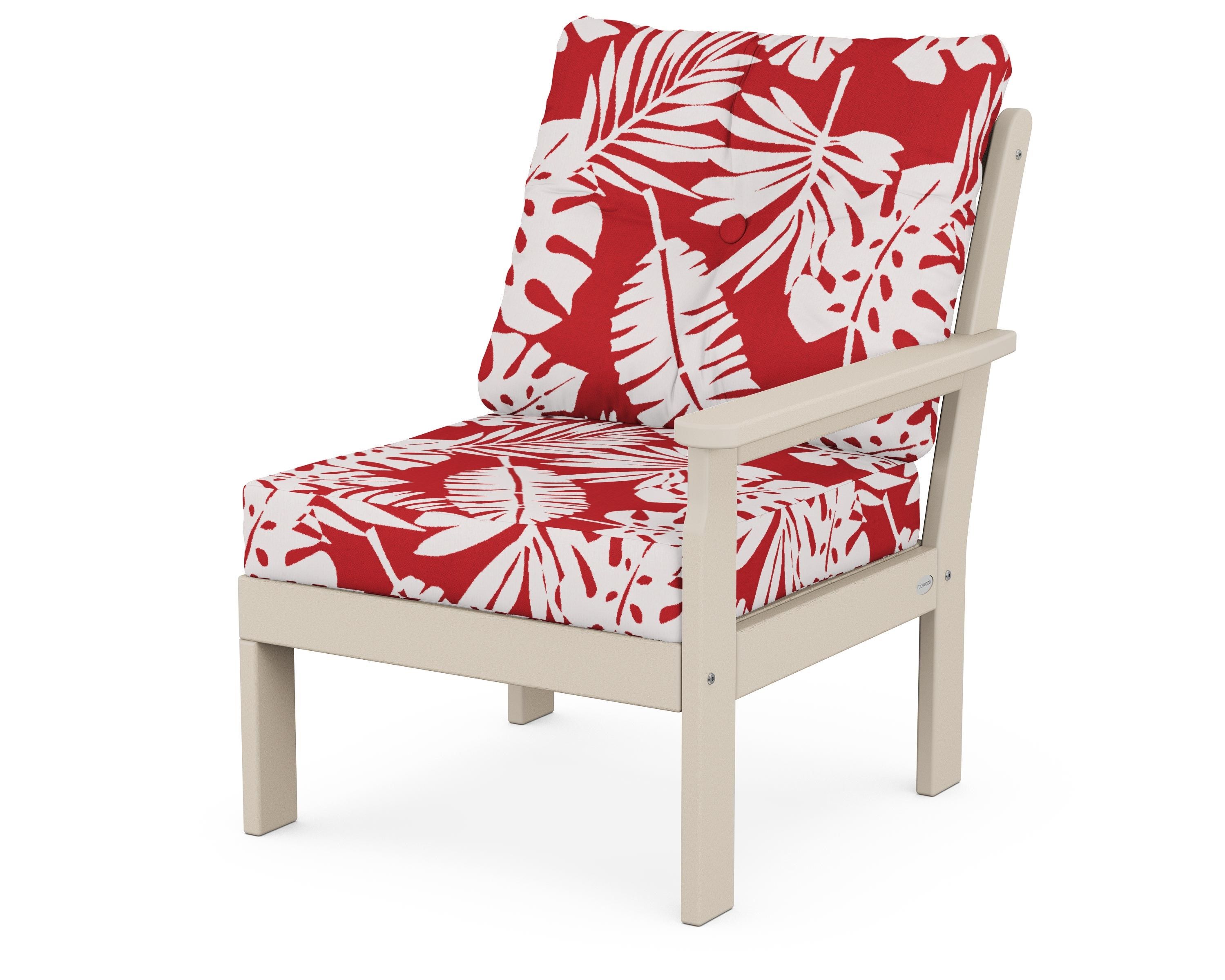POLYWOOD® Vineyard Modular Right Arm Chair in Sand / Leaf Crimson