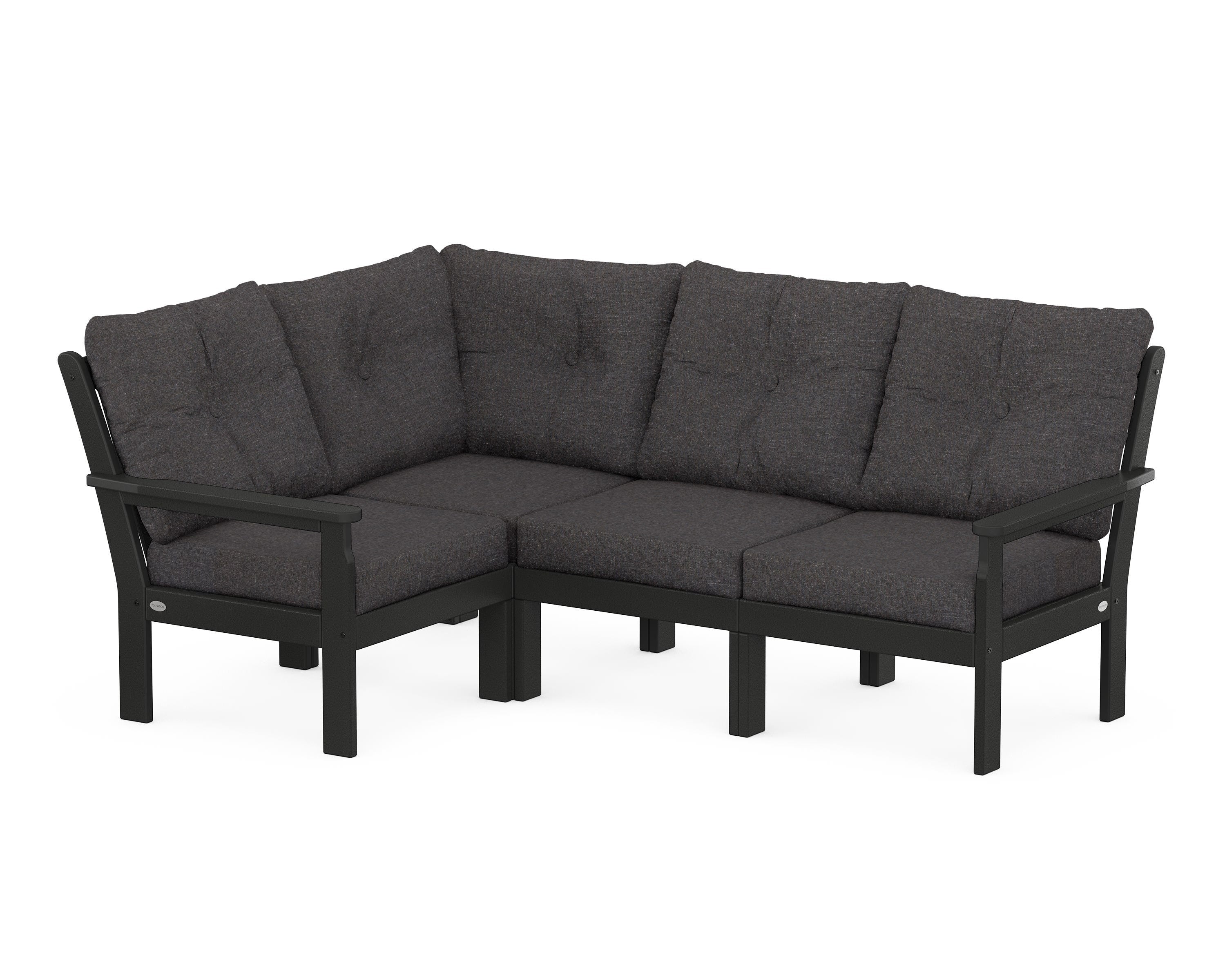 POLYWOOD® Vineyard 4-Piece Sectional in Black / Ash Charcoal