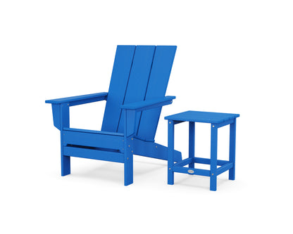 POLYWOOD® Modern Studio Adirondack Chair with Side Table in Pacific Blue